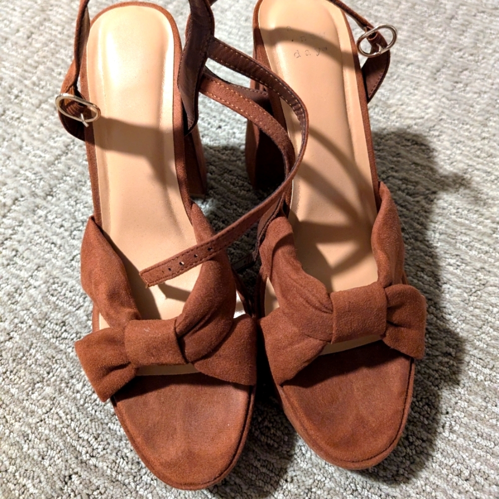 Women's Riah Platform Heels A New Day Brown Size 9